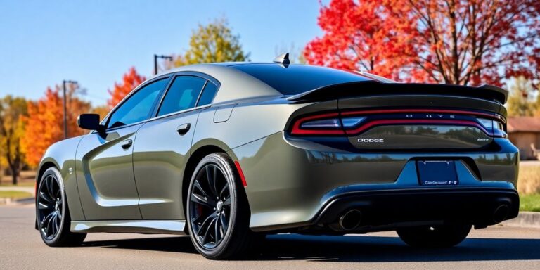 2023 Dodge Charger on a road surrounded by greenery.